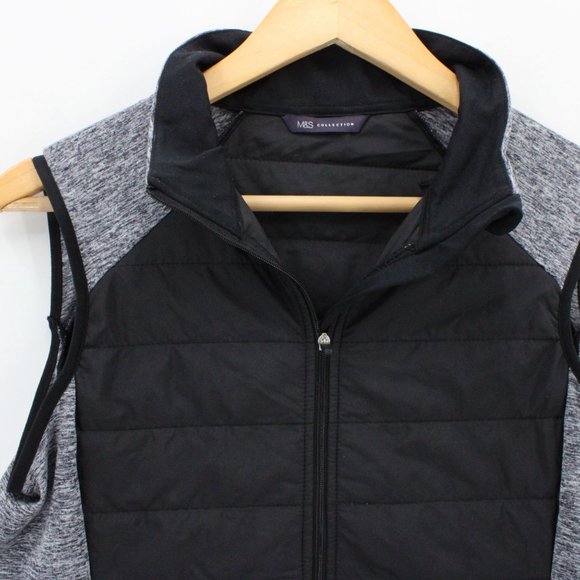 M&S Collection Quilted Vest Womens Black / Gray Full Zip Sportswear Medium M - Picture 3 of 10